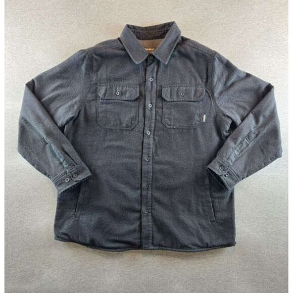 Eddie Bauer Shacket Shirt Jacket Mens Large Gray Fleece‎ Lined Button Up Pockets - Picture 1 of 8